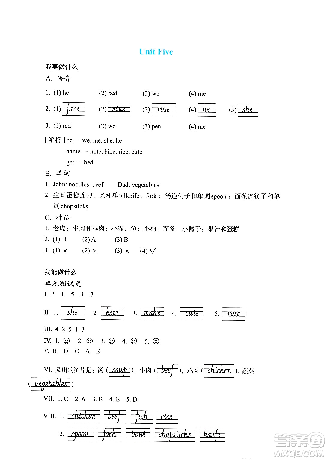 人民教育出版社2024年秋人教金學(xué)典同步練習(xí)冊(cè)同步解析與測(cè)四年級(jí)英語(yǔ)上冊(cè)人教PEP版三起點(diǎn)答案