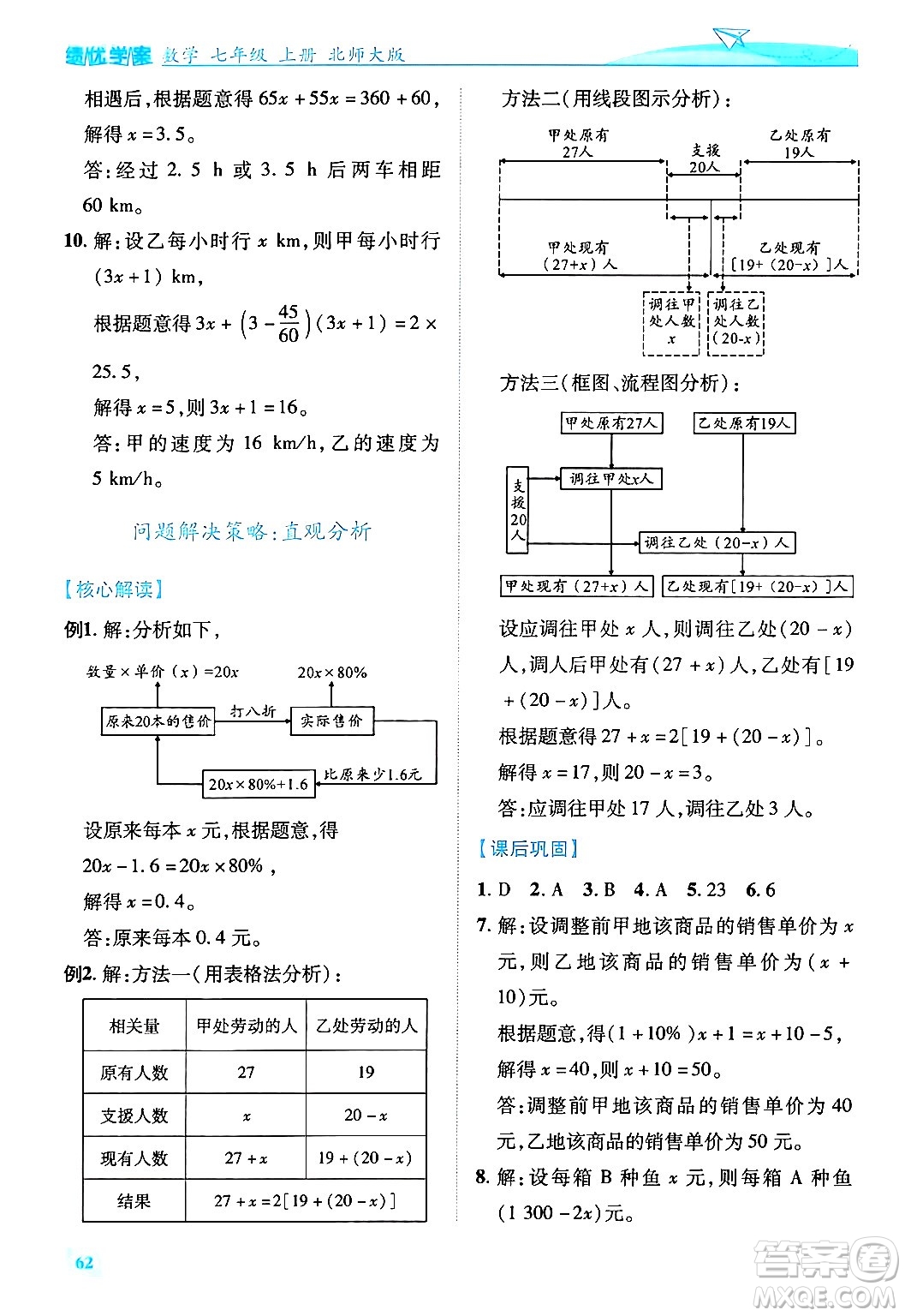 陜西師范大學出版總社有限公司2024年秋績優(yōu)學案七年級數(shù)學上冊北師大版答案