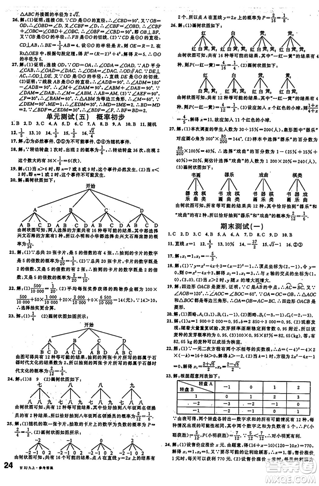 廣東經(jīng)濟(jì)出版社2024年秋名校課堂九年級(jí)數(shù)學(xué)上冊(cè)人教版甘肅專版答案