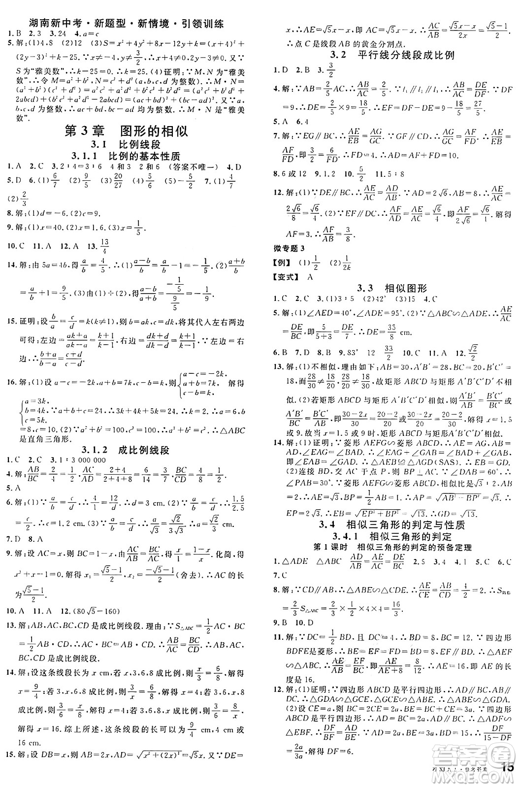 廣東經(jīng)濟(jì)出版社2024年秋名校課堂九年級(jí)數(shù)學(xué)上冊(cè)湘教版答案