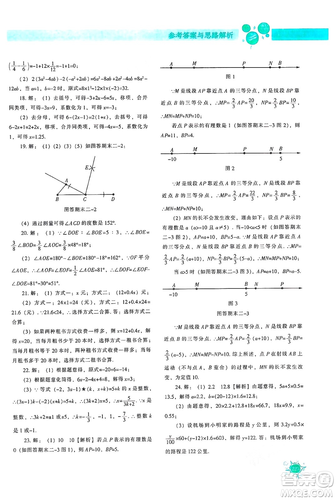 遼寧教育出版社2024年秋尖子生題庫(kù)七年級(jí)數(shù)學(xué)上冊(cè)人教版答案