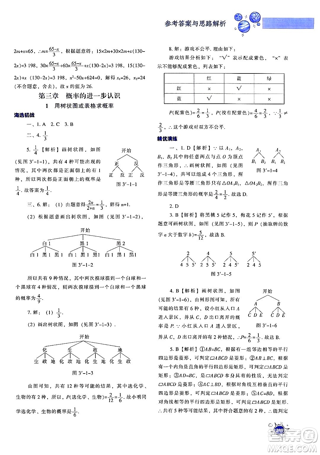 遼寧教育出版社2024年秋尖子生題庫(kù)九年級(jí)數(shù)學(xué)上冊(cè)北師大版答案