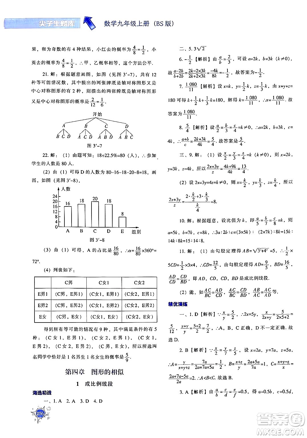 遼寧教育出版社2024年秋尖子生題庫(kù)九年級(jí)數(shù)學(xué)上冊(cè)北師大版答案