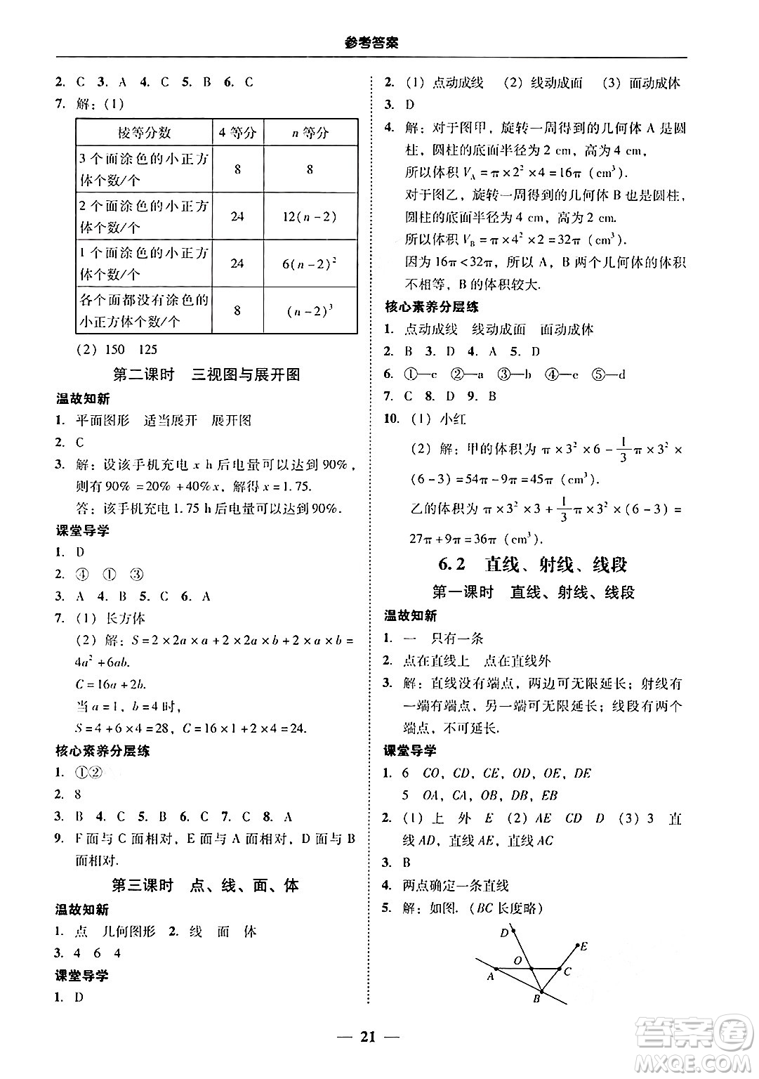 廣東教育出版社2024年秋南粵學(xué)典學(xué)考精練七年級數(shù)學(xué)上冊人教版答案