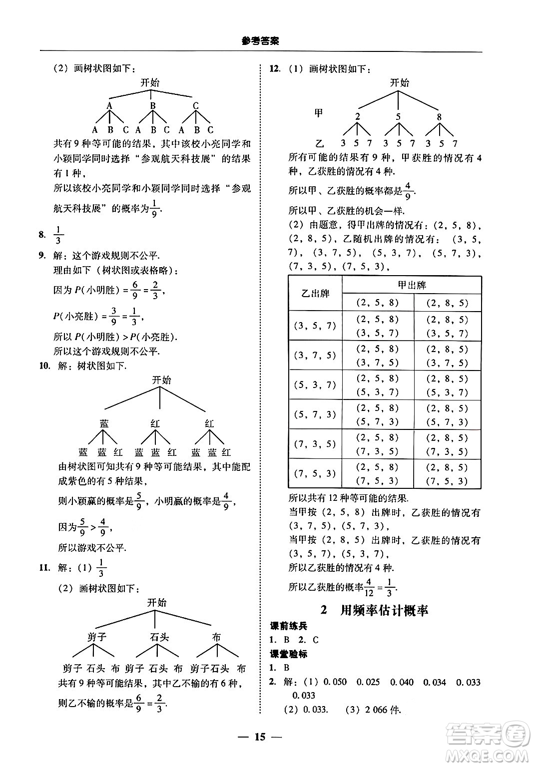 廣東教育出版社2025年秋南粵學(xué)典學(xué)考精練九年級數(shù)學(xué)全一冊北師大版答案