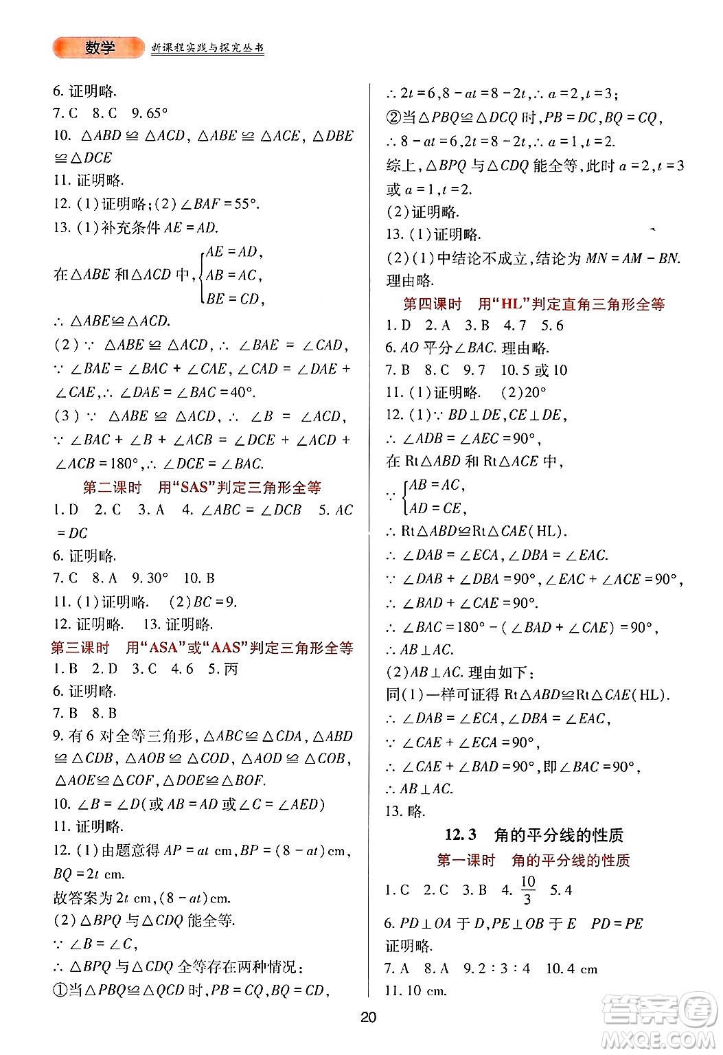 四川教育出版社2024年秋新課程實踐與探究叢書八年級數(shù)學上冊人教版答案