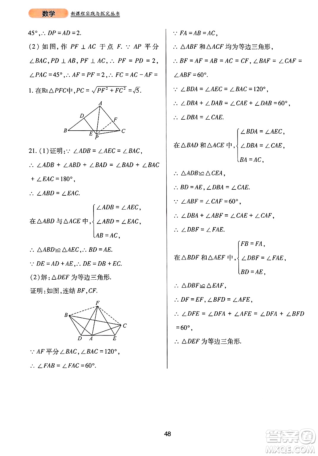 四川教育出版社2024年秋新課程實(shí)踐與探究叢書八年級(jí)數(shù)學(xué)上冊(cè)華師大版答案