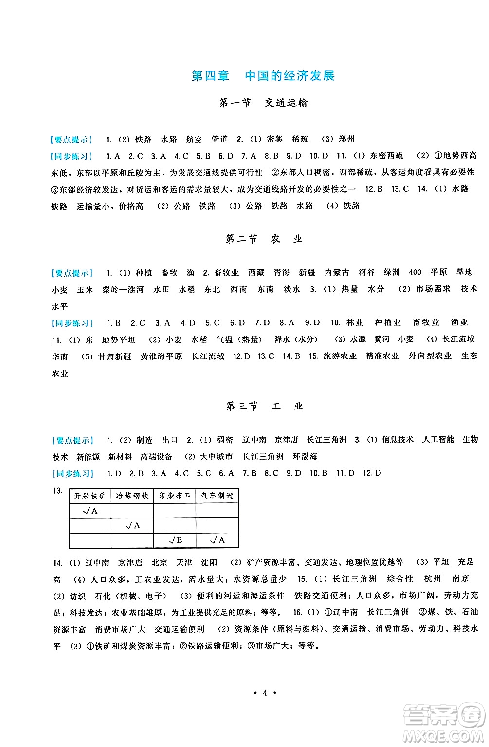 福建人民出版社2024年秋頂尖課課練八年級(jí)地理上冊(cè)人教版答案