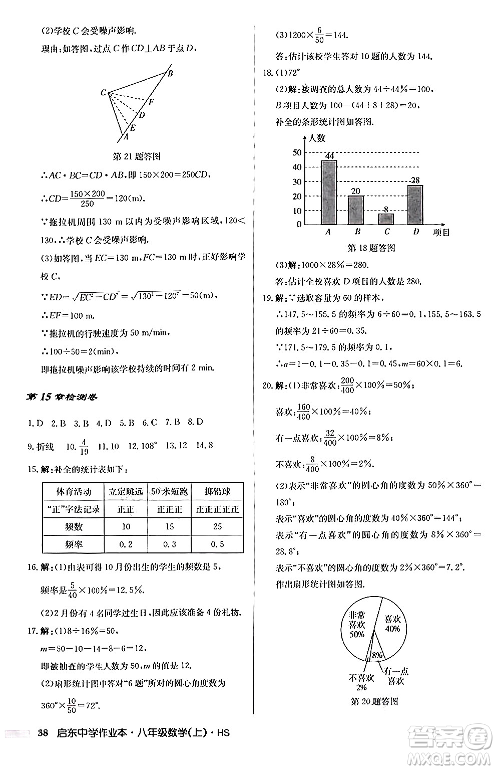 龍門書局2024秋啟東中學(xué)作業(yè)本八年級數(shù)學(xué)上冊華師版答案