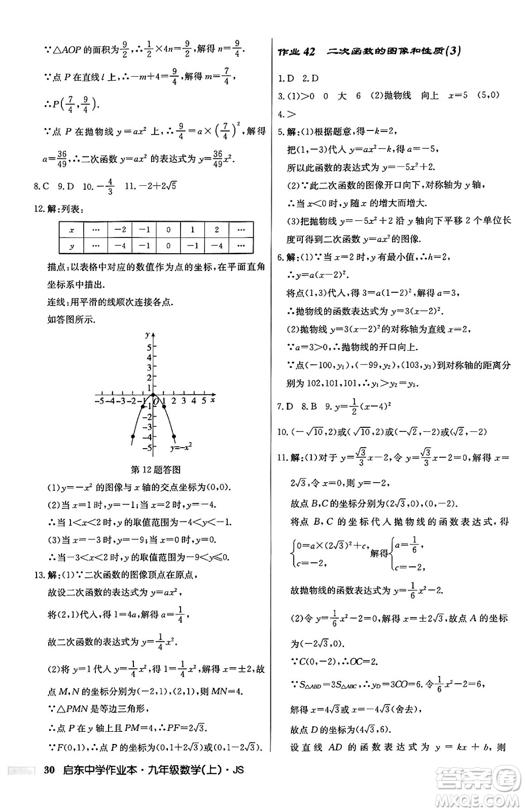 龍門書局2024秋啟東中學(xué)作業(yè)本九年級數(shù)學(xué)上冊江蘇版答案