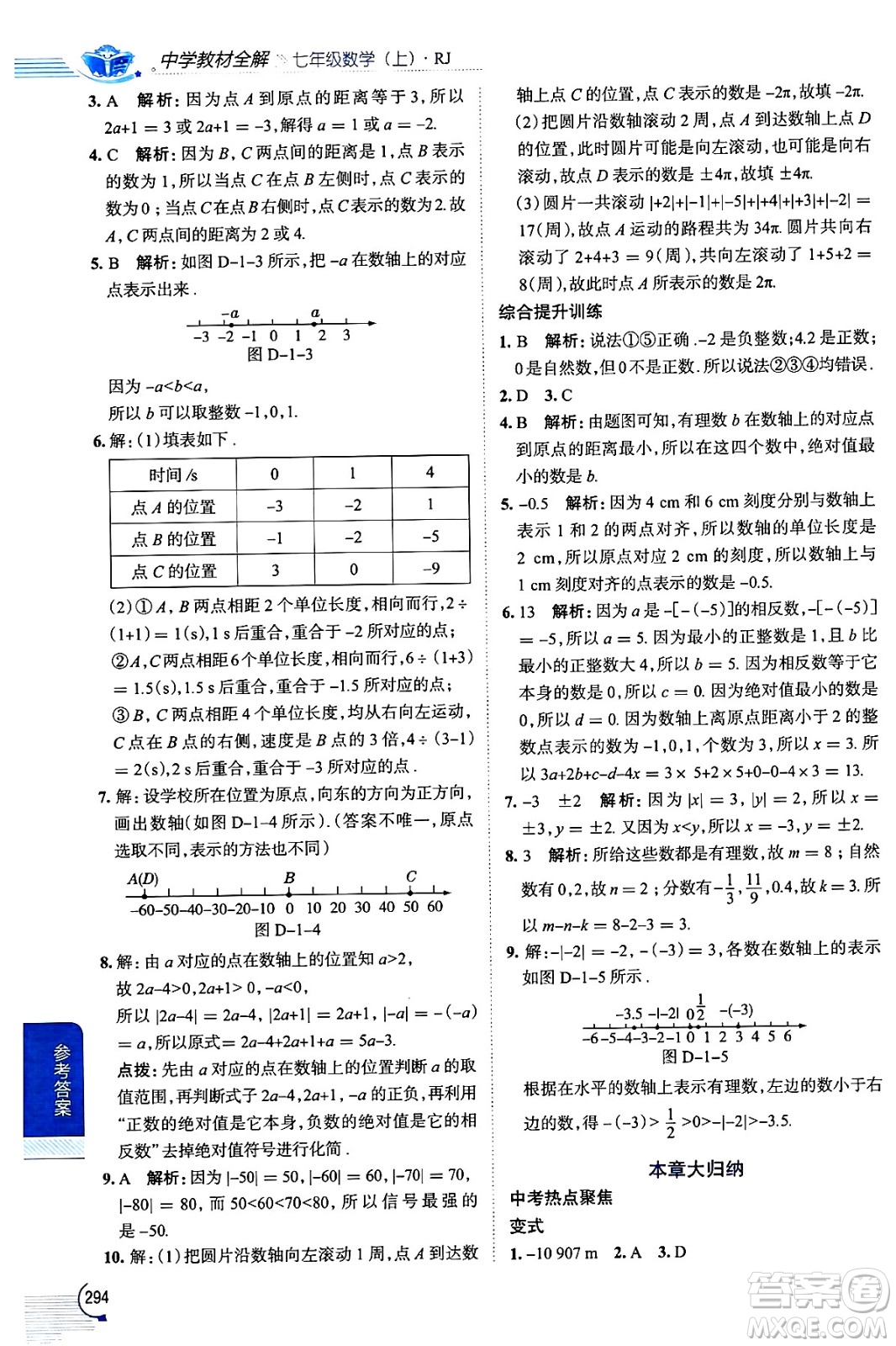 陜西人民教育出版社2024年秋中學(xué)教材全解七年級(jí)數(shù)學(xué)上冊(cè)人教版答案