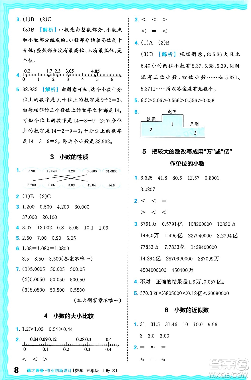 江西人民出版社2024年秋王朝霞德才兼?zhèn)渥鳂I(yè)創(chuàng)新設(shè)計五年級數(shù)學(xué)上冊蘇教版答案