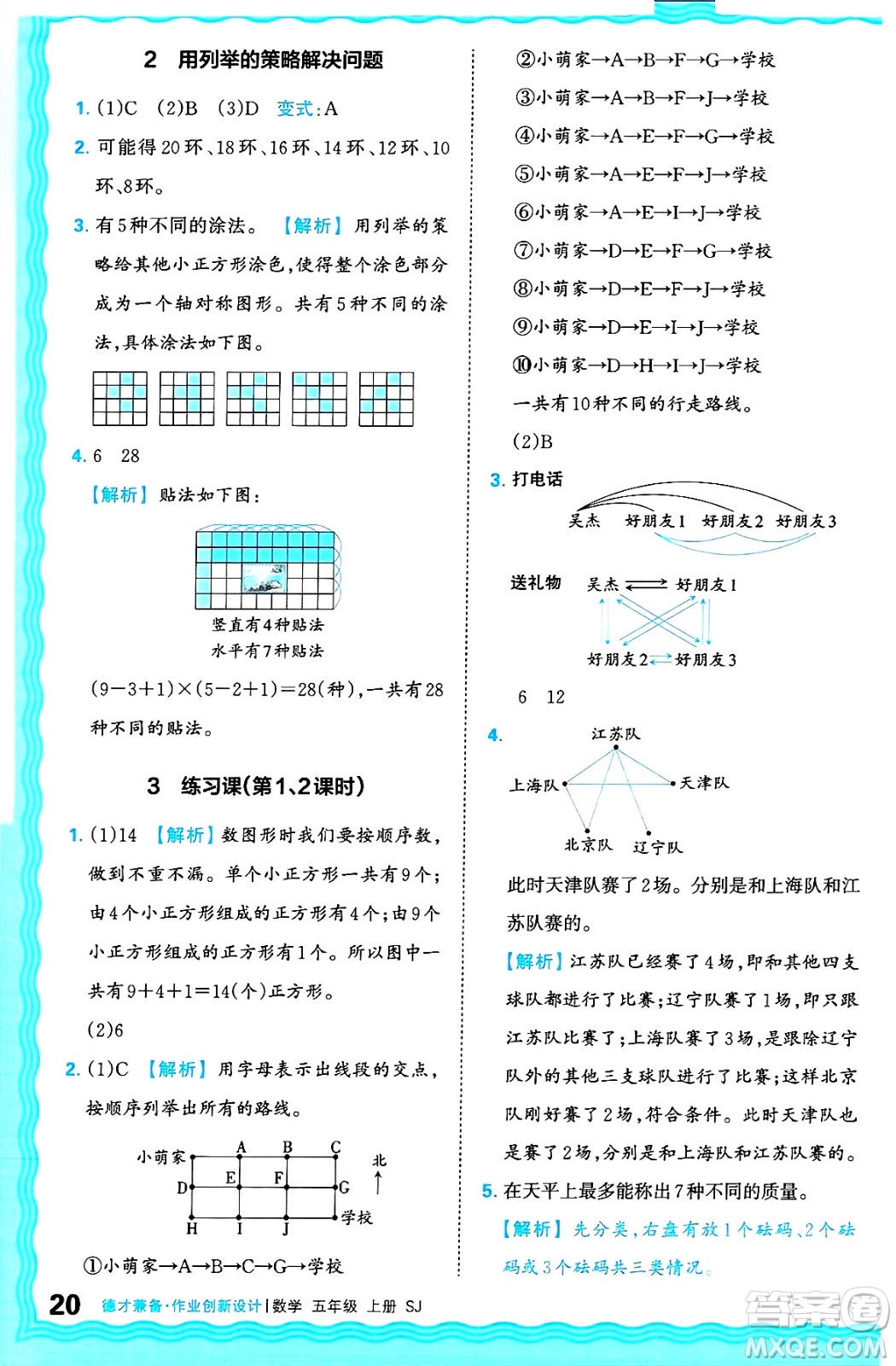 江西人民出版社2024年秋王朝霞德才兼?zhèn)渥鳂I(yè)創(chuàng)新設(shè)計五年級數(shù)學(xué)上冊蘇教版答案