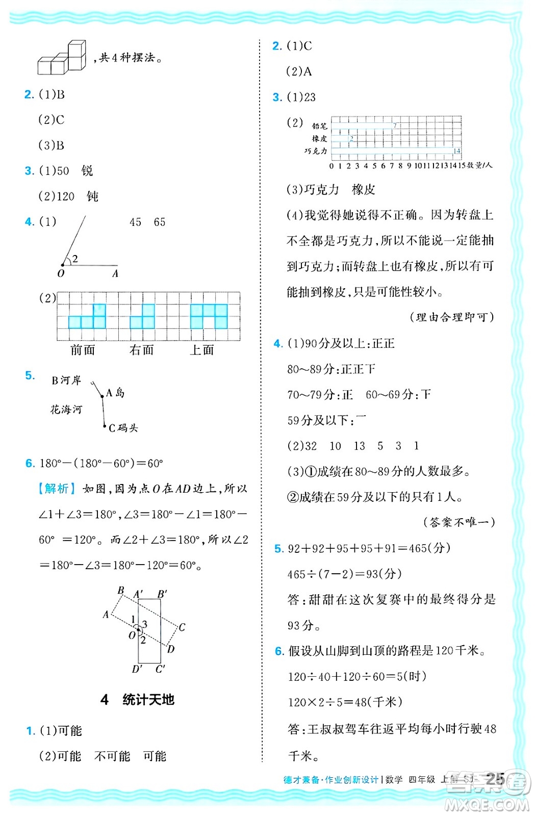 江西人民出版社2024年秋王朝霞德才兼?zhèn)渥鳂I(yè)創(chuàng)新設(shè)計(jì)四年級(jí)數(shù)學(xué)上冊(cè)蘇教版答案