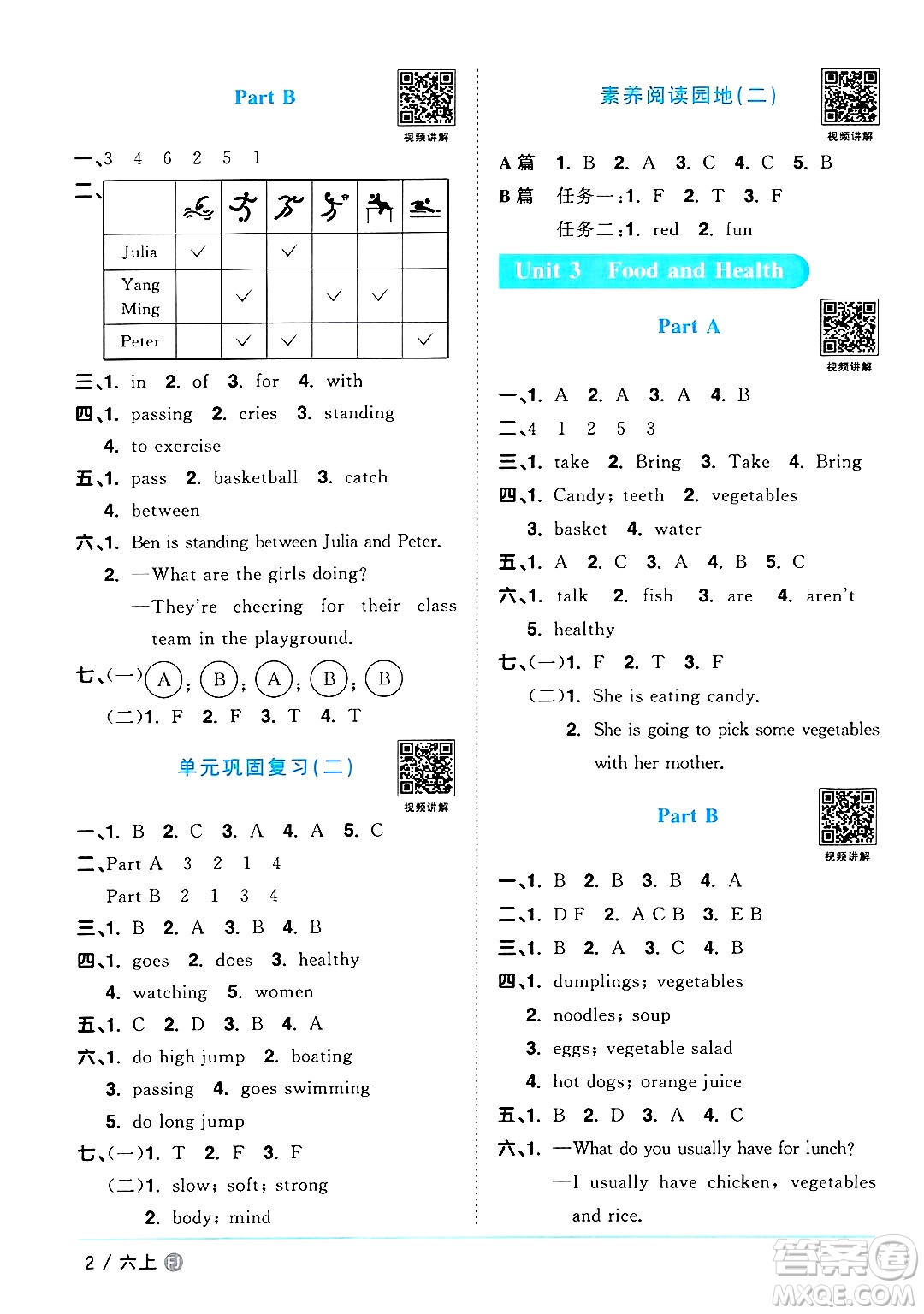 江西教育出版社2024年秋陽(yáng)光同學(xué)課時(shí)優(yōu)化作業(yè)六年級(jí)英語(yǔ)上冊(cè)閩教版福建專(zhuān)版答案