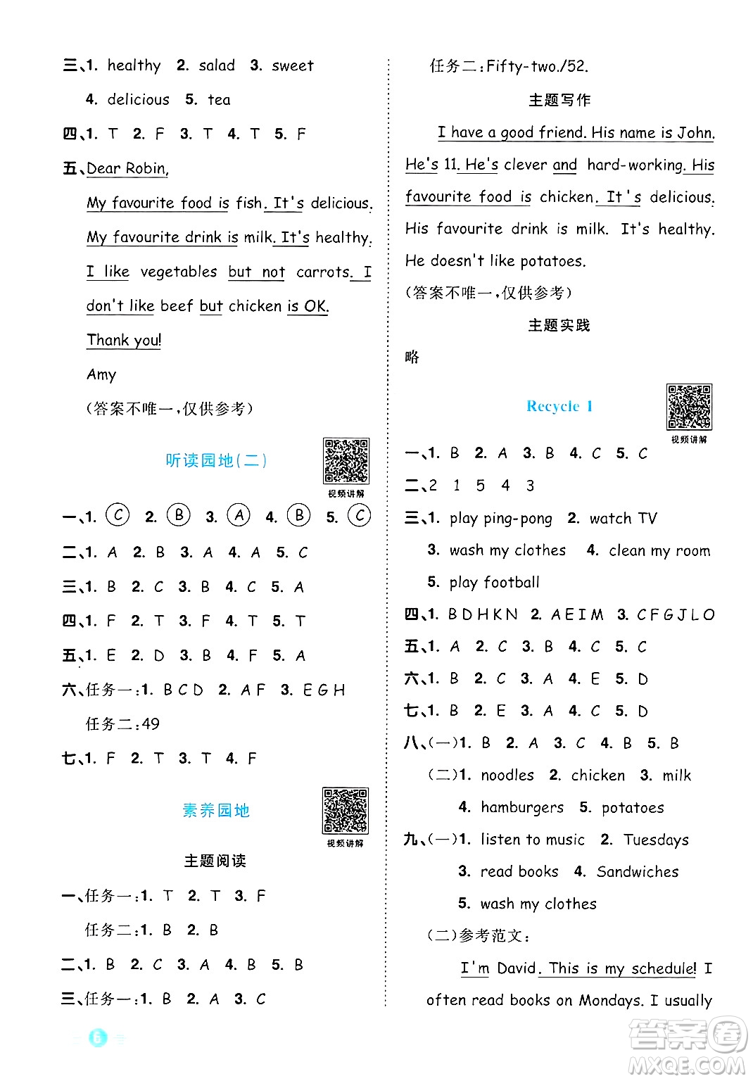 江西教育出版社2024年秋陽(yáng)光同學(xué)課時(shí)優(yōu)化作業(yè)五年級(jí)英語(yǔ)上冊(cè)人教PEP版答案