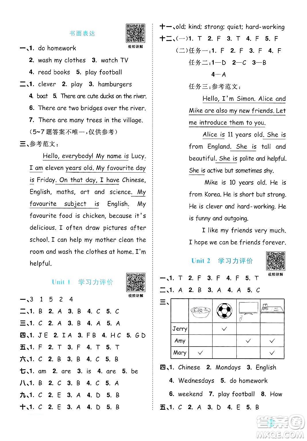 江西教育出版社2024年秋陽(yáng)光同學(xué)課時(shí)優(yōu)化作業(yè)五年級(jí)英語(yǔ)上冊(cè)人教PEP版答案