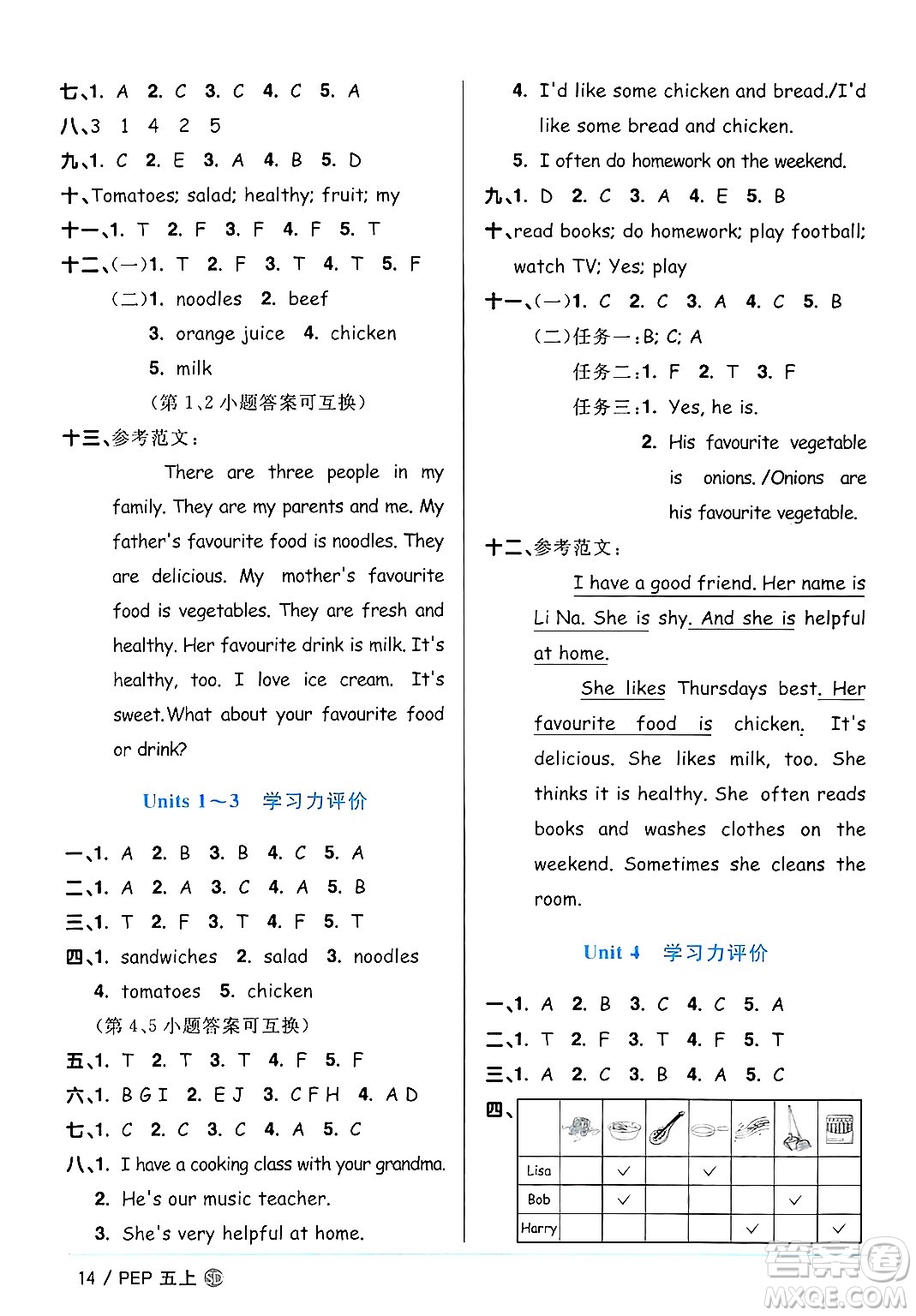 甘肅少年兒童出版社2024年秋陽光同學課時優(yōu)化作業(yè)五年級英語上冊人教PEP版山東專版答案