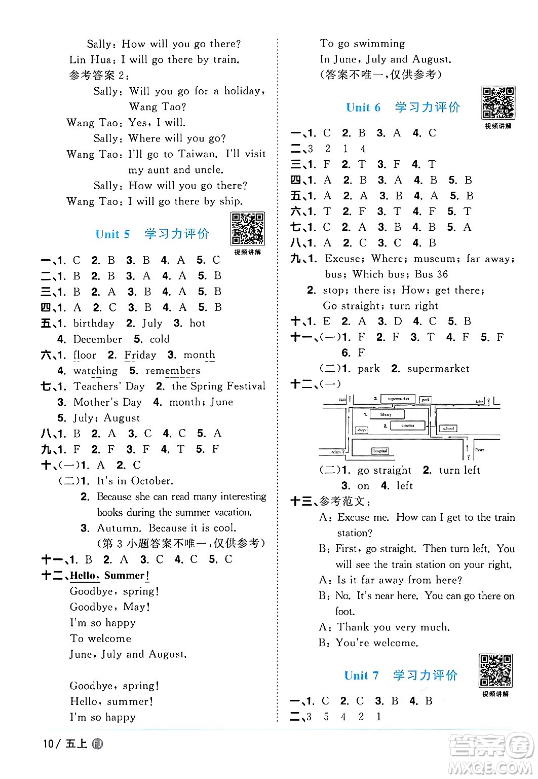 江西教育出版社2024年秋陽光同學(xué)課時(shí)優(yōu)化作業(yè)五年級(jí)英語上冊(cè)閩教版福建專版答案