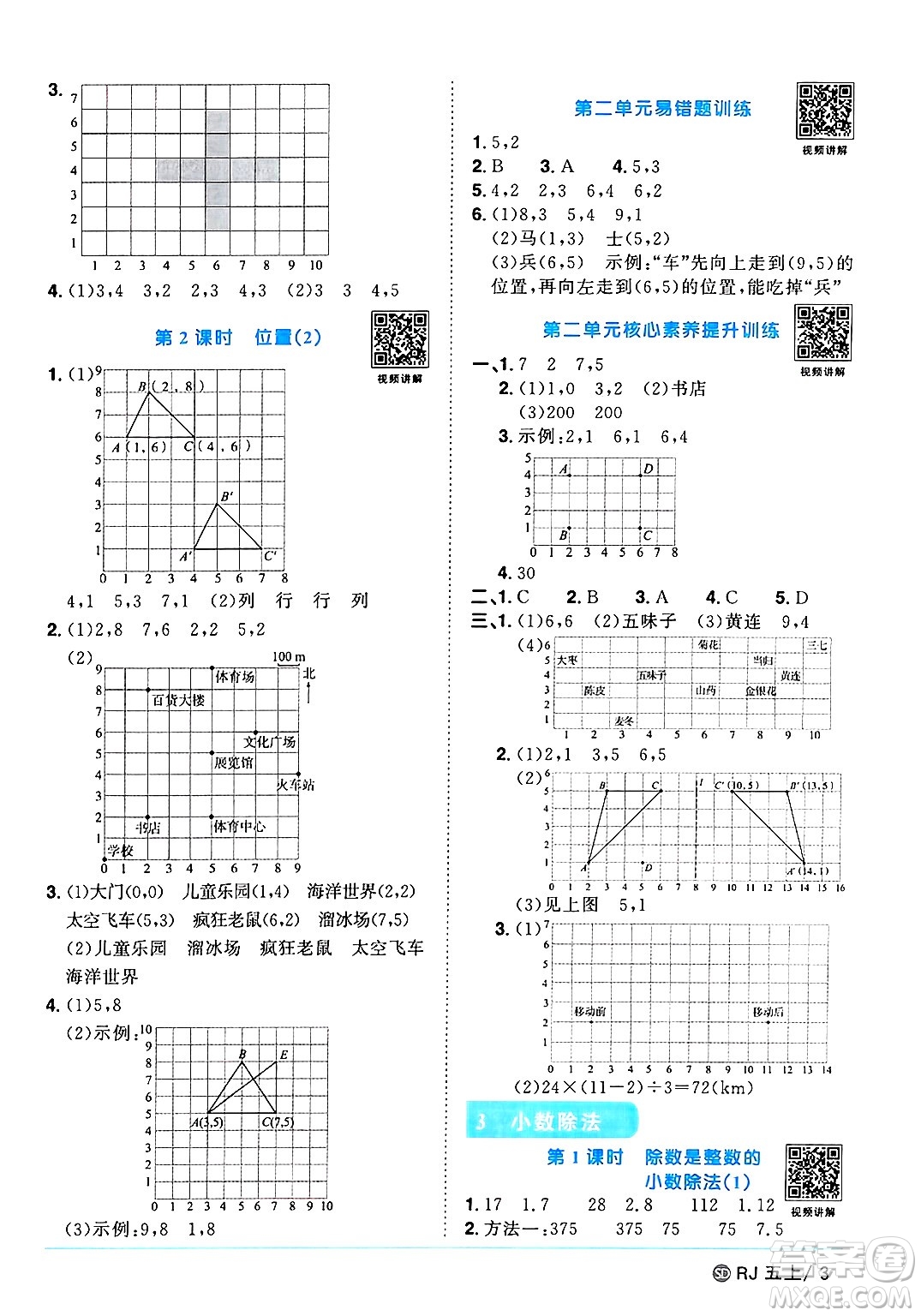 甘肅少年兒童出版社2024年秋陽(yáng)光同學(xué)課時(shí)優(yōu)化作業(yè)五年級(jí)數(shù)學(xué)上冊(cè)人教版山東專版答案