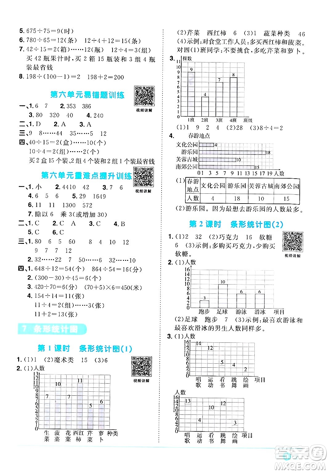 江西教育出版社2024年秋陽光同學(xué)課時優(yōu)化作業(yè)四年級數(shù)學(xué)上冊人教版答案