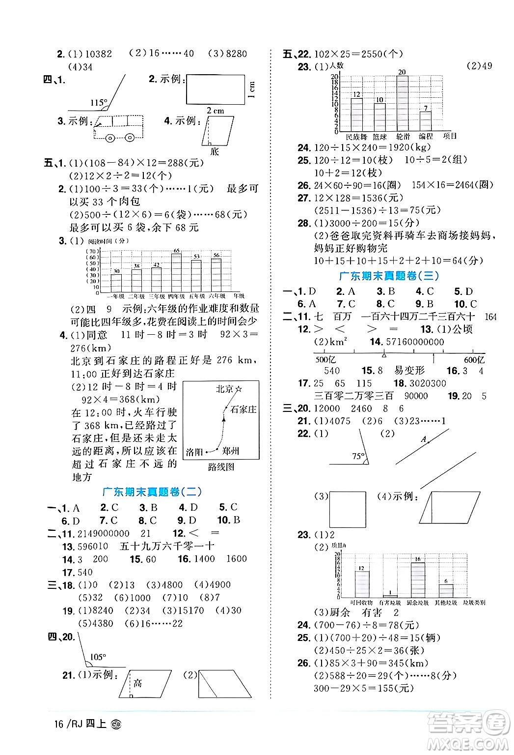 廣東人民出版社2024年秋陽(yáng)光同學(xué)課時(shí)優(yōu)化作業(yè)四年級(jí)數(shù)學(xué)上冊(cè)人教版廣東專版答案