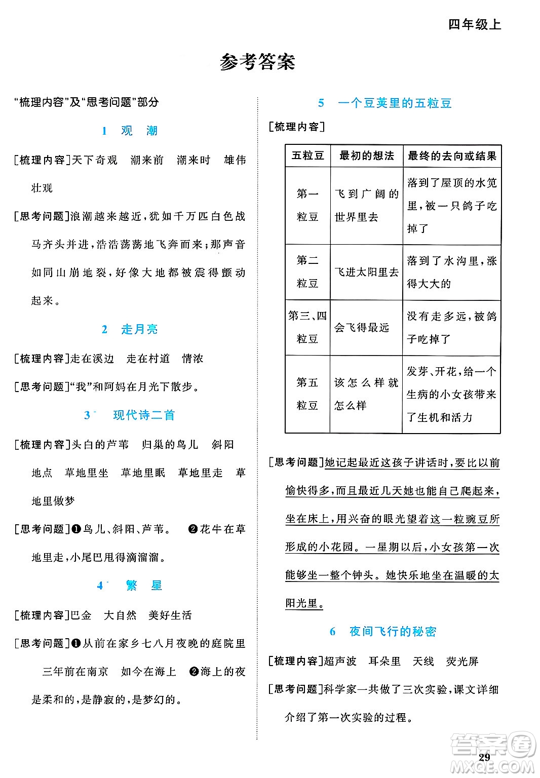 福建少年兒童出版社2024年秋陽光同學(xué)課時(shí)優(yōu)化作業(yè)四年級(jí)語文上冊(cè)人教版福建專版答案