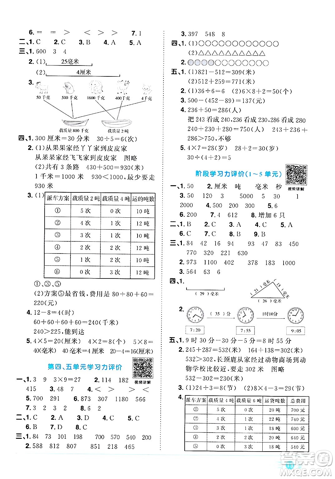 江西教育出版社2024年秋陽光同學(xué)課時優(yōu)化作業(yè)三年級數(shù)學(xué)上冊人教版答案