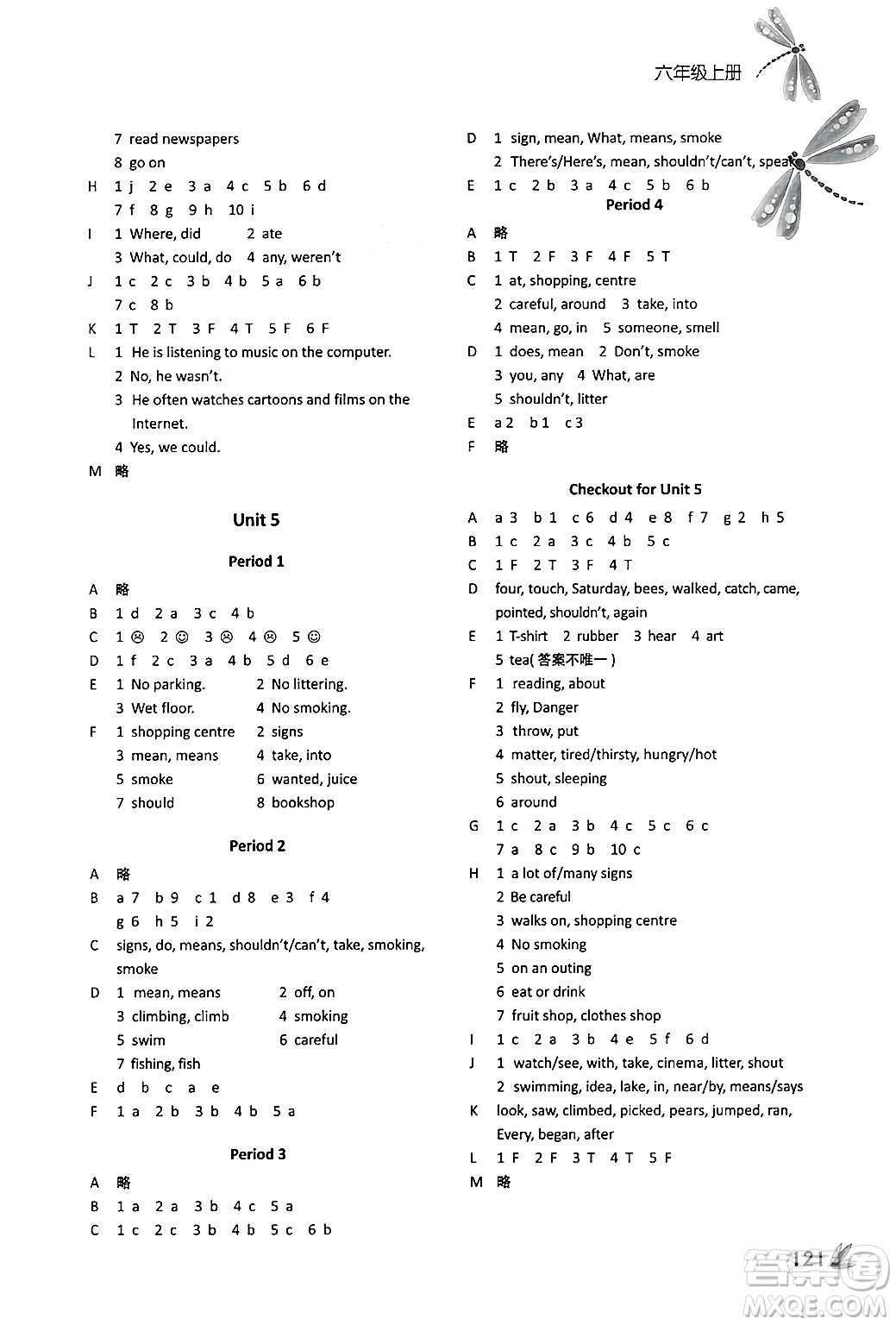 譯林出版社2024年秋課課練小學(xué)英語(yǔ)六年級(jí)英語(yǔ)上冊(cè)通用版答案