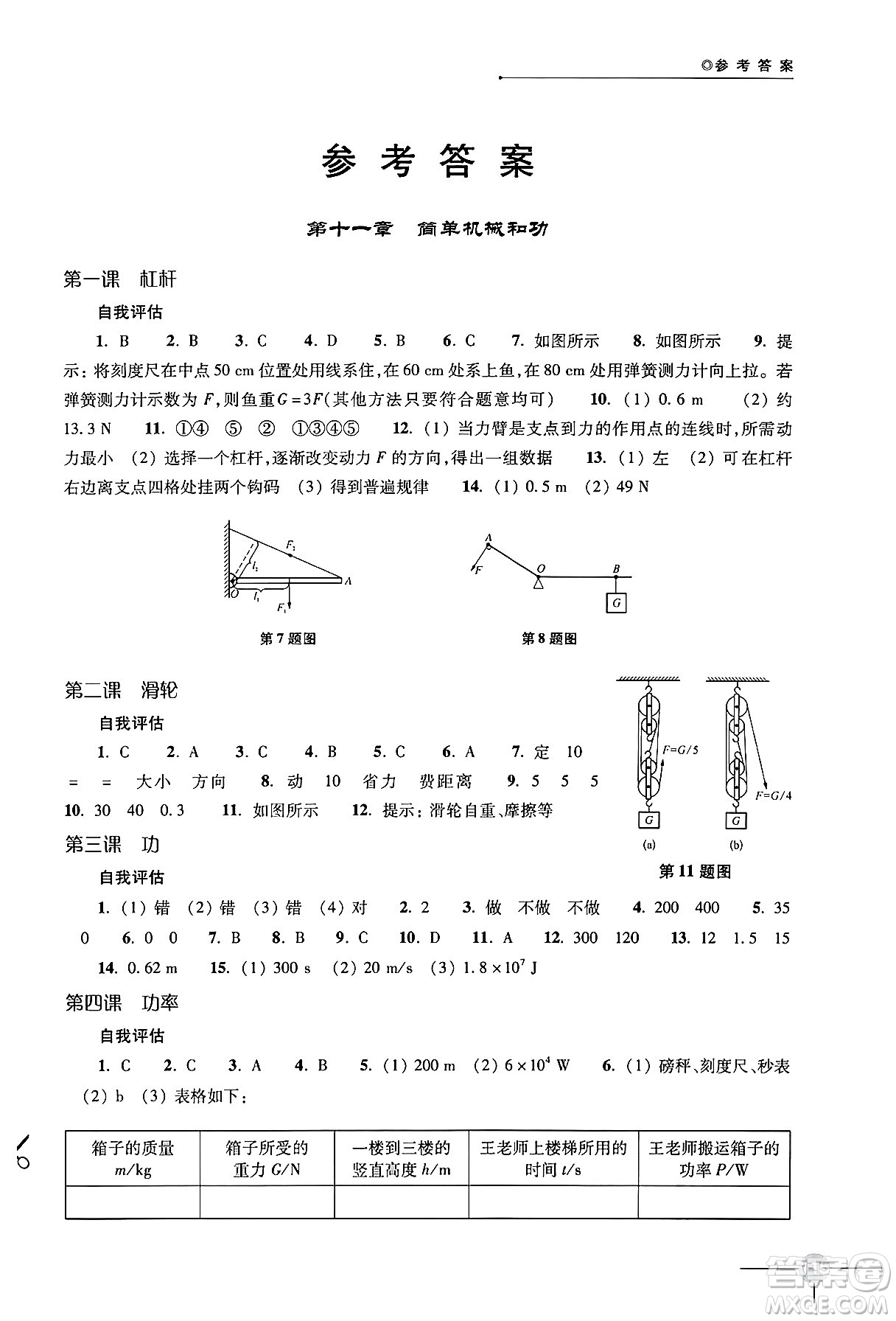 譯林出版社2024年秋初中物理課課練九年級(jí)物理上冊(cè)蘇科版答案