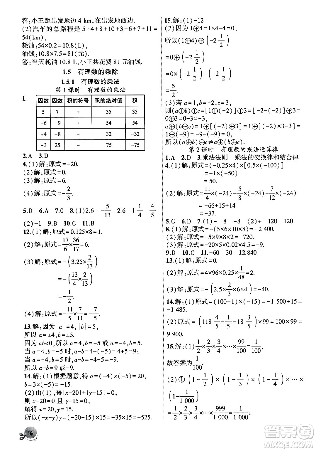 安徽大學(xué)出版社2024年秋創(chuàng)新課堂創(chuàng)新作業(yè)本七年級數(shù)學(xué)上冊滬科版答案