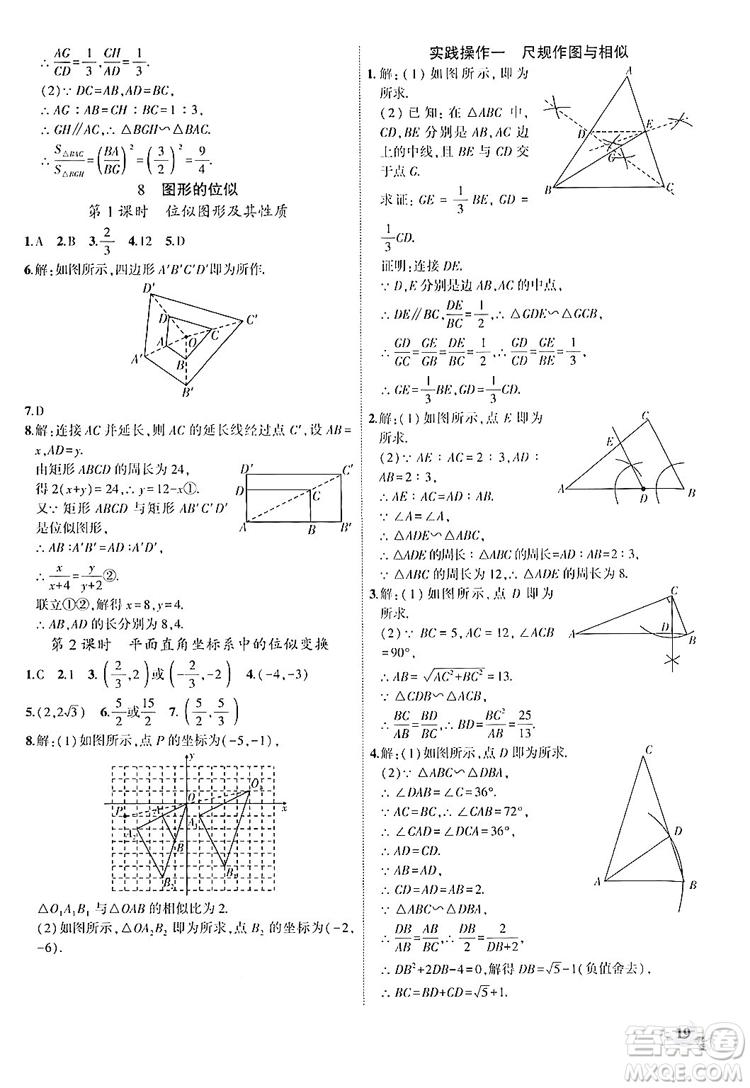 安徽大學出版社2024年秋創(chuàng)新課堂創(chuàng)新作業(yè)本九年級數(shù)學上冊北師大版答案