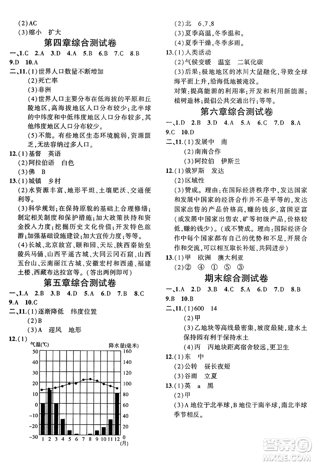 安徽大學(xué)出版社2024年秋創(chuàng)新課堂創(chuàng)新作業(yè)本七年級地理上冊湘教版答案