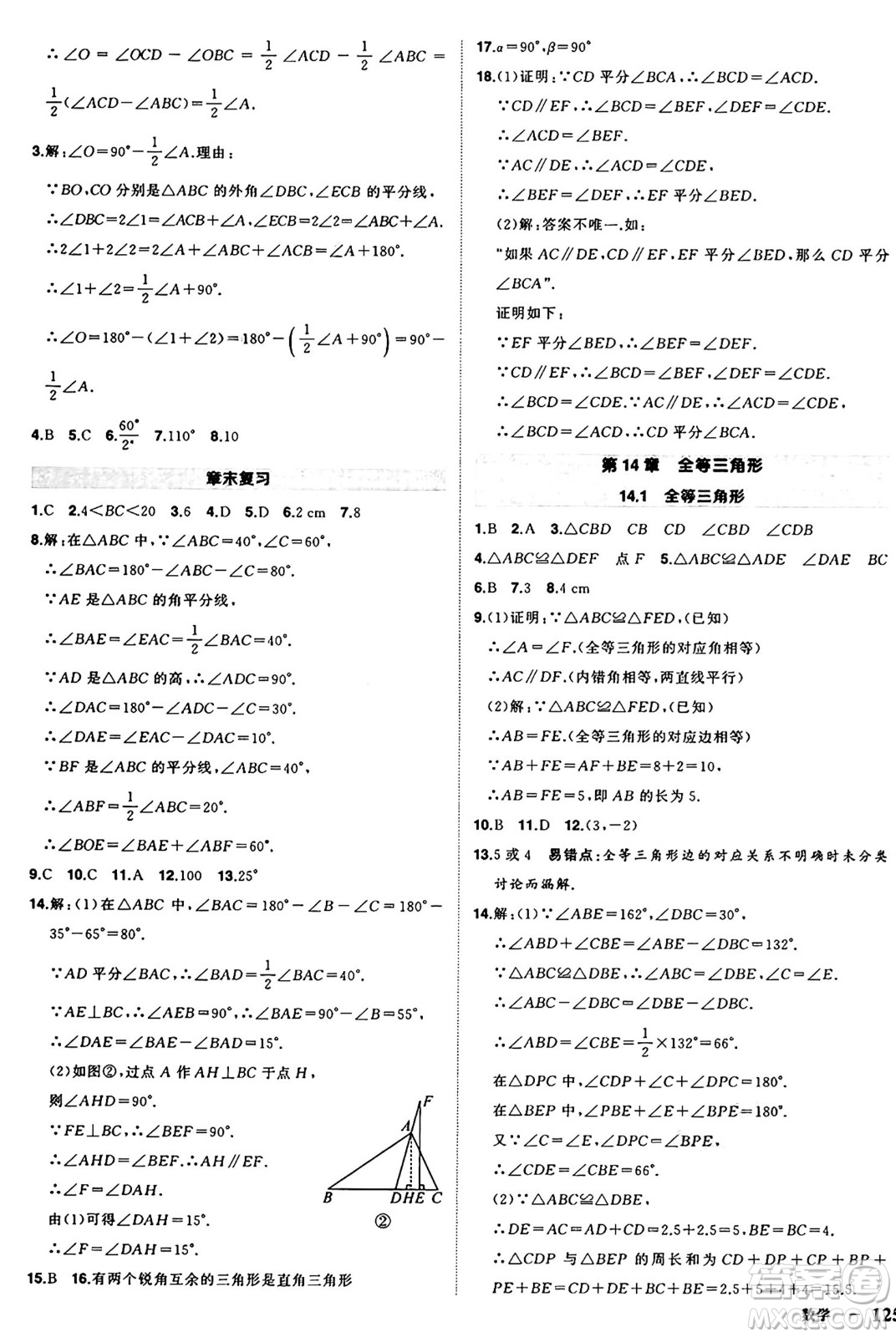 長江出版社2024年秋狀元成才路創(chuàng)優(yōu)作業(yè)八年級數(shù)學(xué)上冊滬科版安徽專版答案