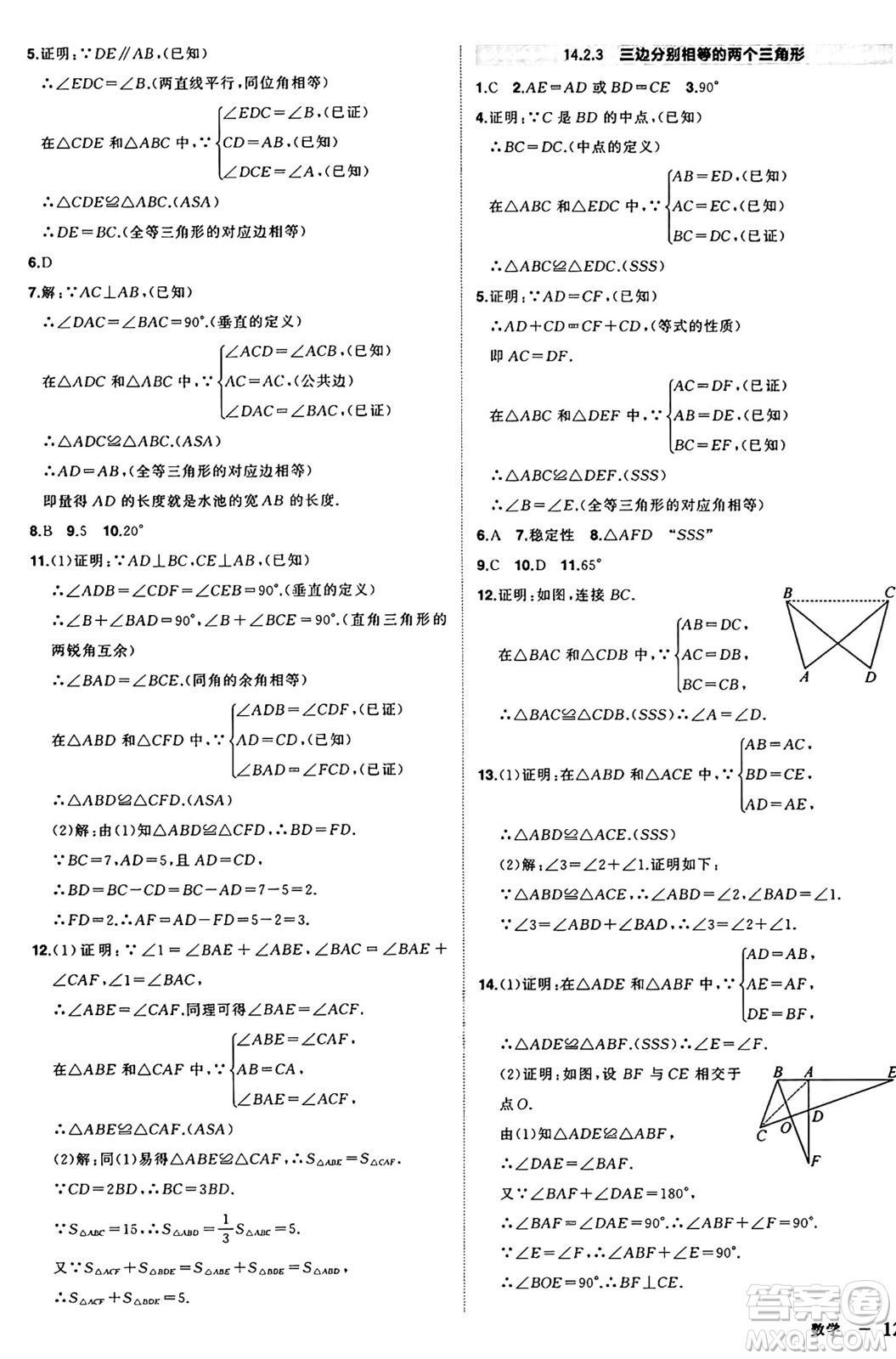 長江出版社2024年秋狀元成才路創(chuàng)優(yōu)作業(yè)八年級數(shù)學(xué)上冊滬科版安徽專版答案