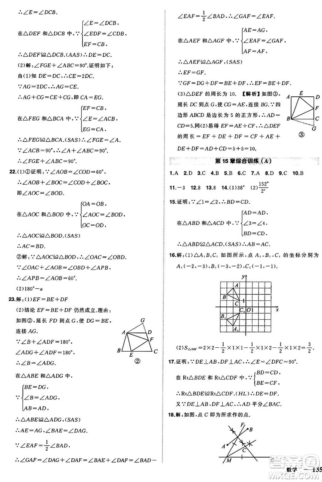 長江出版社2024年秋狀元成才路創(chuàng)優(yōu)作業(yè)八年級數(shù)學(xué)上冊滬科版安徽專版答案