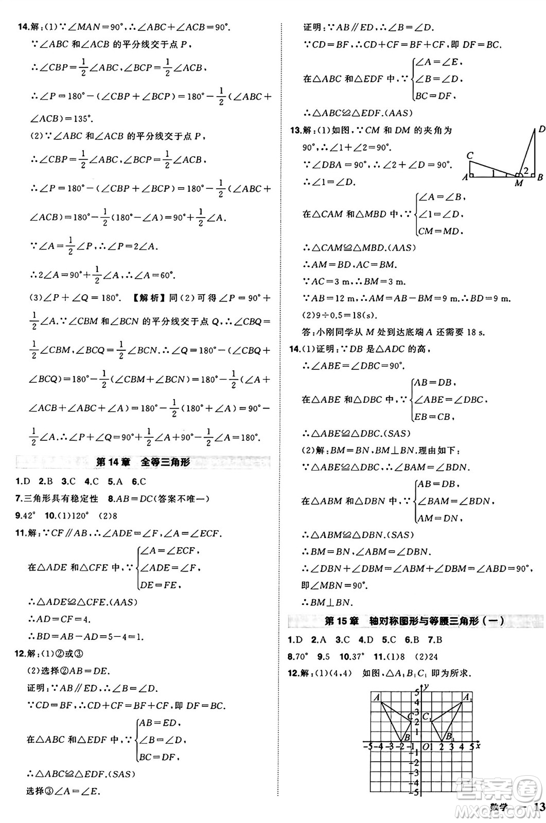 長江出版社2024年秋狀元成才路創(chuàng)優(yōu)作業(yè)八年級數(shù)學(xué)上冊滬科版安徽專版答案