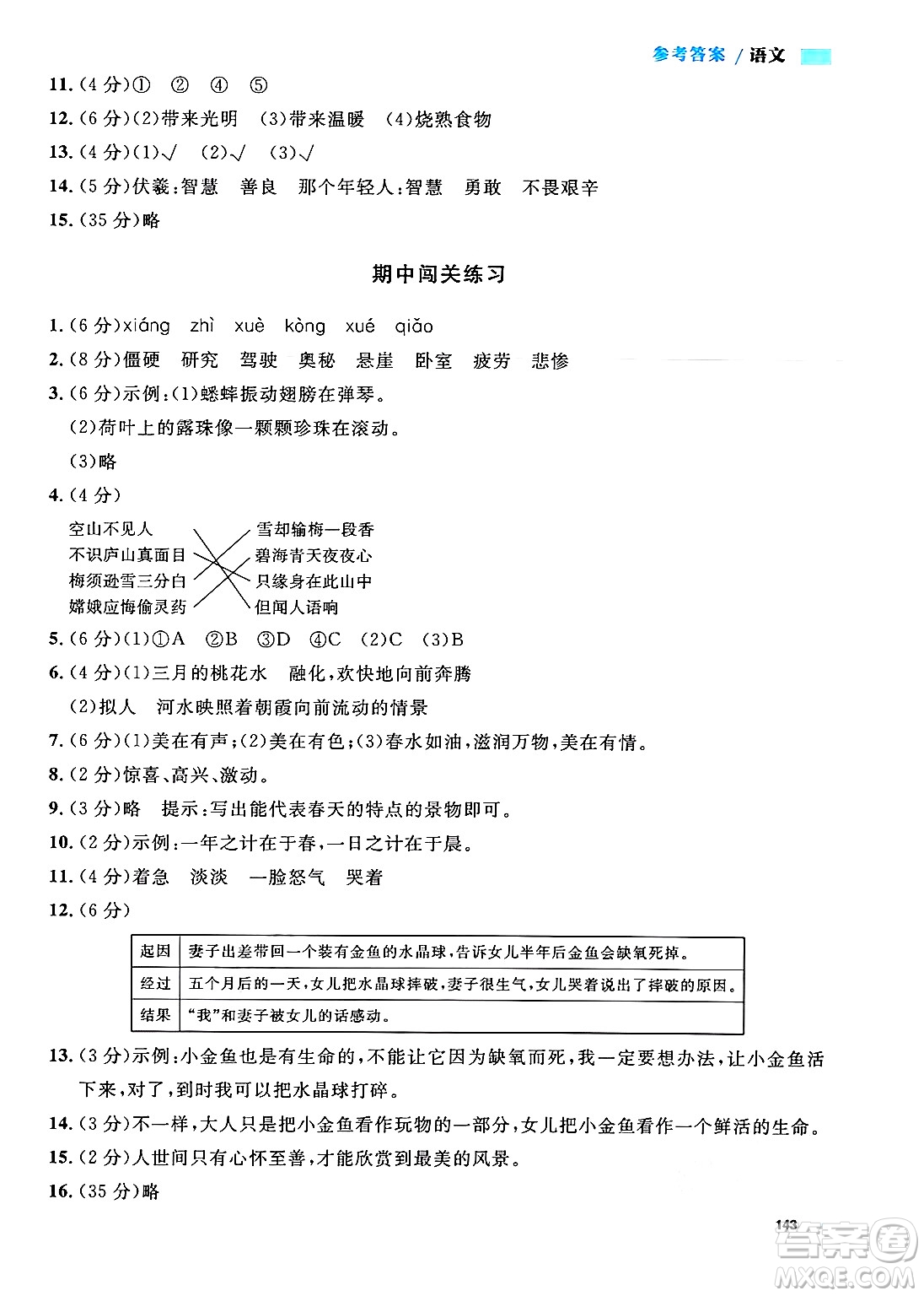 天津人民出版社2024年秋上海作業(yè)四年級語文上冊上海專版答案