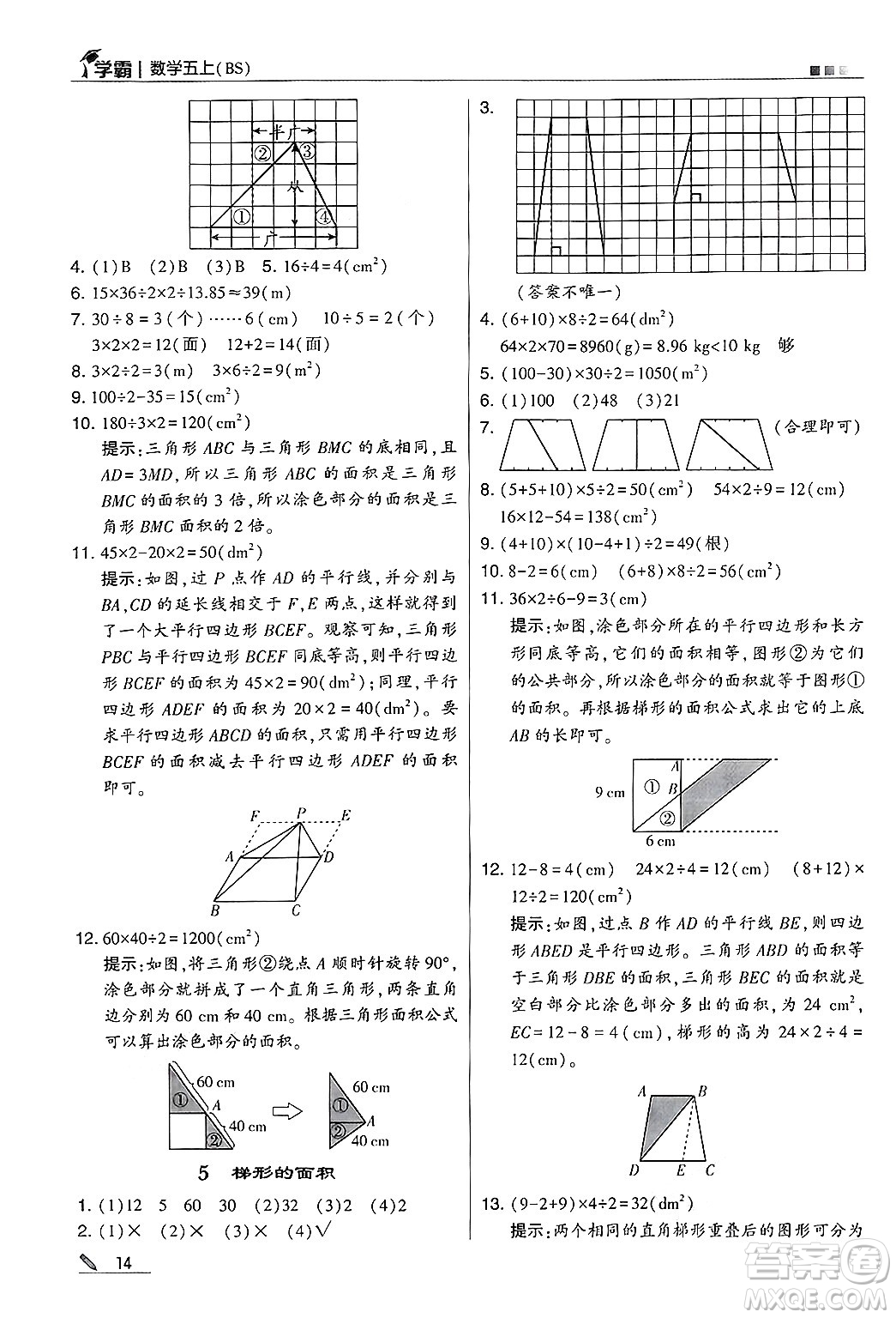 河海大學(xué)出版社2024年秋5星學(xué)霸五年級數(shù)學(xué)上冊北師大版答案