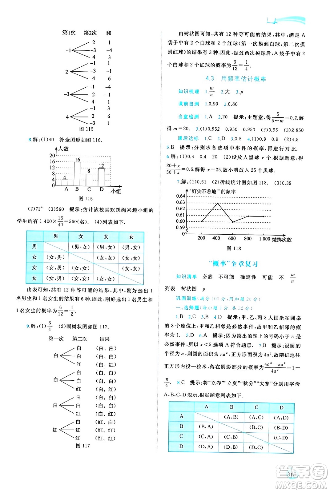 廣西師范大學出版社2025年春新課程學習與測評同步學習九年級數(shù)學全一冊湘教版答案