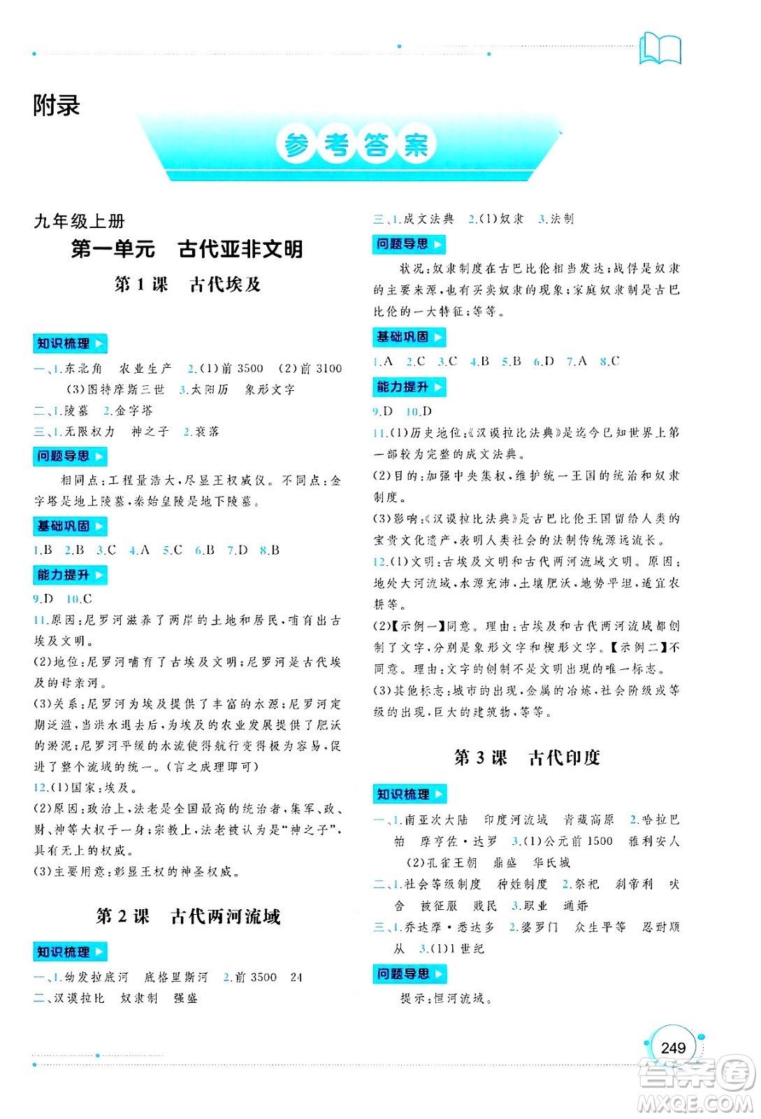 廣西師范大學出版社2025年春新課程學習與測評同步學習九年級世界歷史全一冊通用版答案