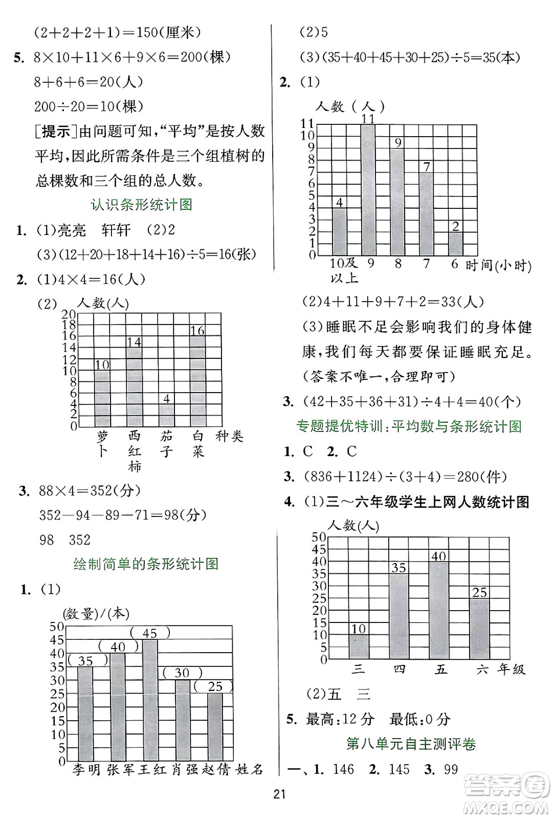 江蘇人民出版社2024年秋春雨教育實(shí)驗(yàn)班提優(yōu)訓(xùn)練四年級(jí)數(shù)學(xué)上冊(cè)冀教版河北專版答案