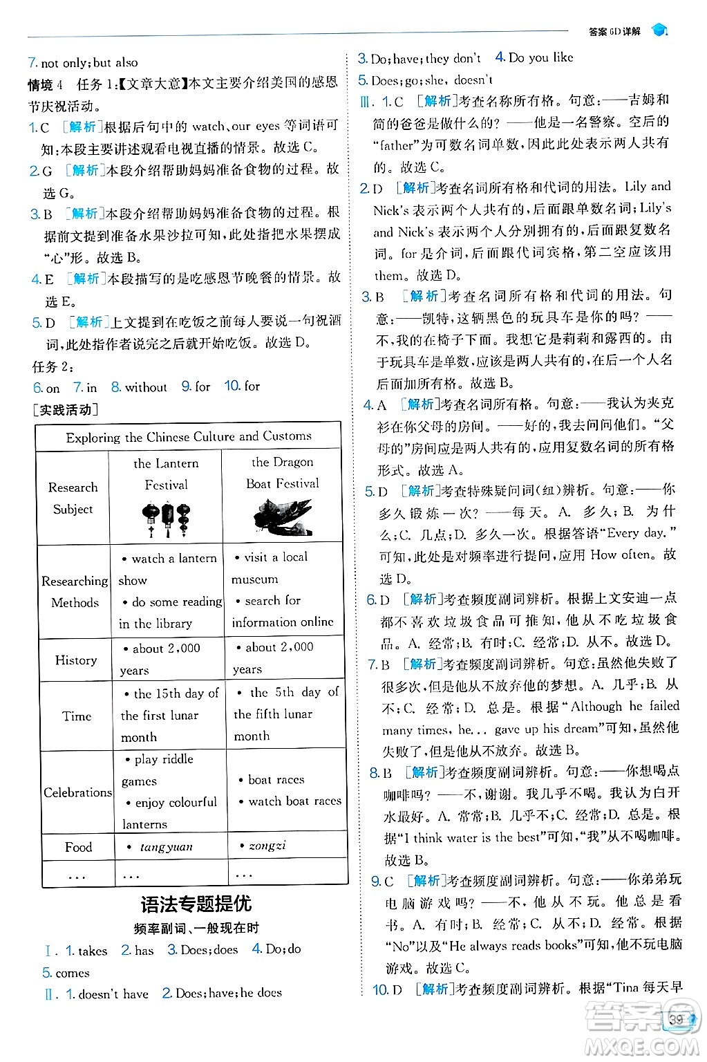 江蘇人民出版社2024年秋春雨教育實驗班提優(yōu)訓練七年級英語上冊外研版天津專版答案