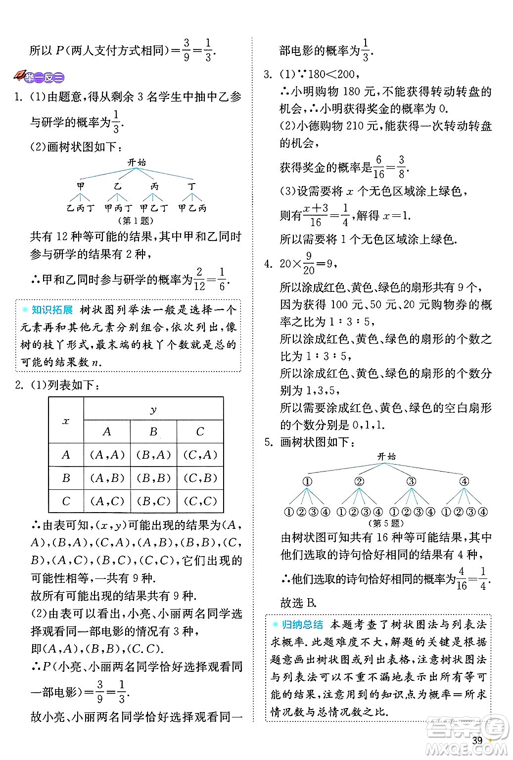 江蘇人民出版社2024年秋春雨教育實(shí)驗(yàn)班提優(yōu)訓(xùn)練九年級數(shù)學(xué)上冊浙教版答案