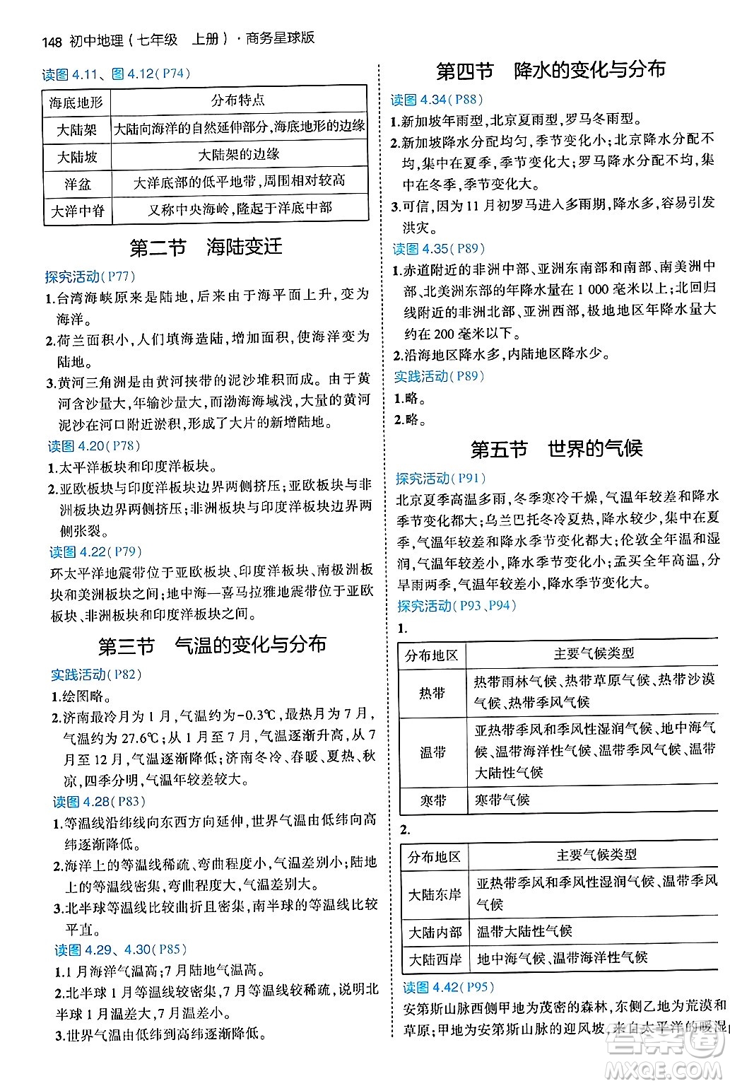 四川大學(xué)出版社2024年秋初中同步5年中考3年模擬七年級(jí)地理上冊(cè)商務(wù)星球版答案