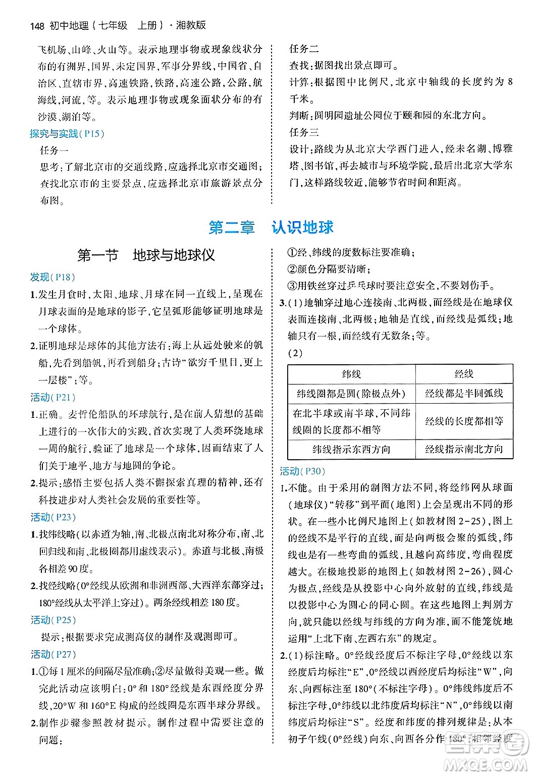 四川大學(xué)出版社2024年秋初中同步5年中考3年模擬七年級地理上冊湘教版答案