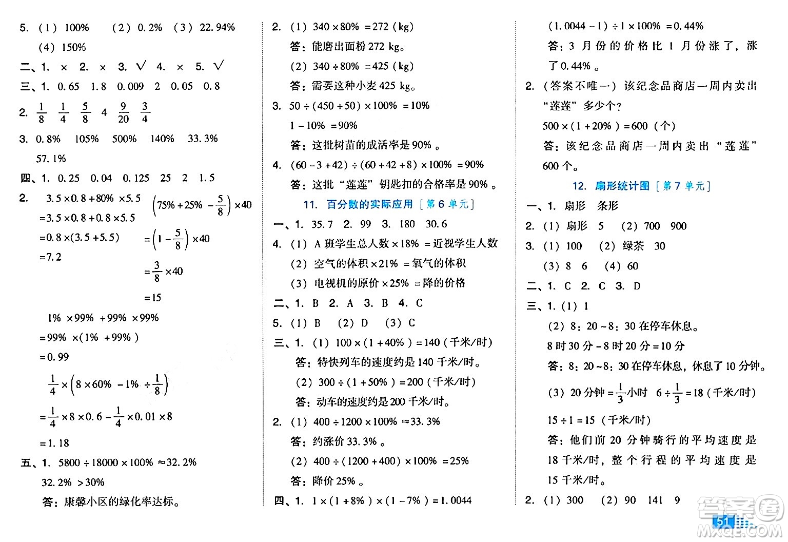 吉林教育出版社2024年秋榮德基好卷六年級數(shù)學(xué)上冊人教版答案