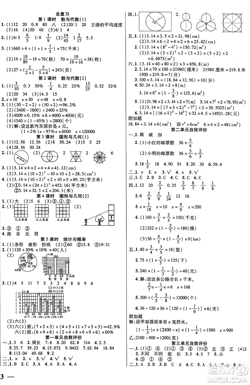 陽光出版社2024年秋揚(yáng)帆文化激活思維智能訓(xùn)練六年級(jí)數(shù)學(xué)上冊(cè)北師大版答案