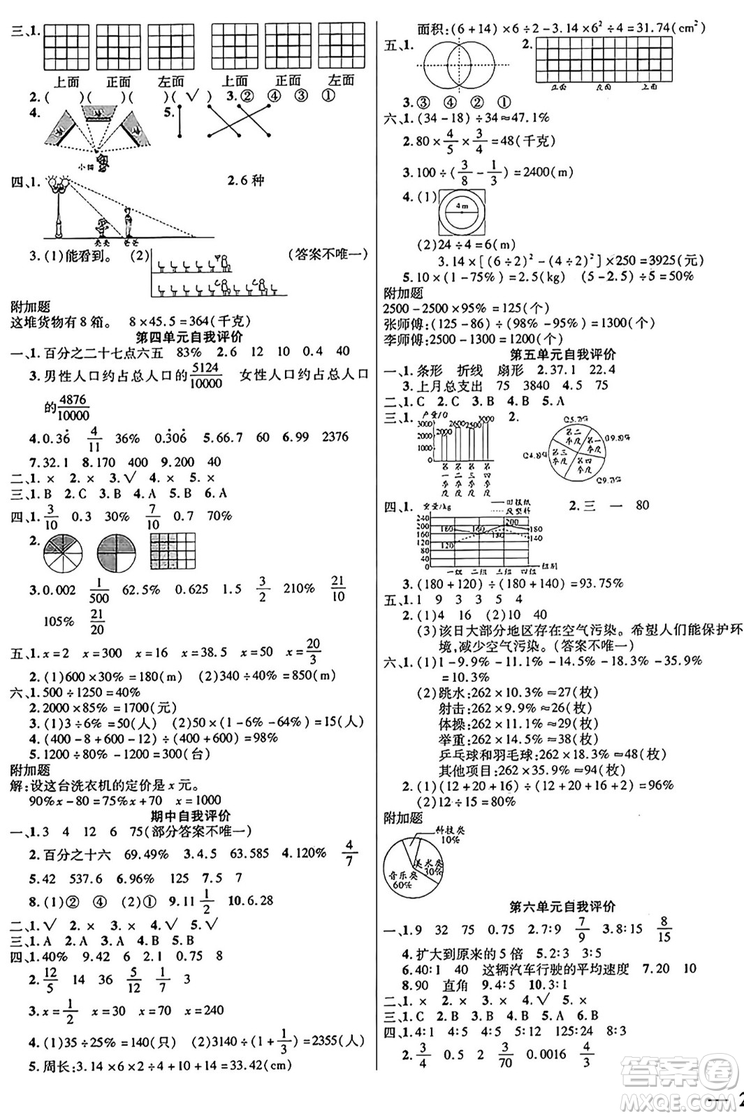 陽光出版社2024年秋揚(yáng)帆文化激活思維智能訓(xùn)練六年級(jí)數(shù)學(xué)上冊(cè)北師大版答案