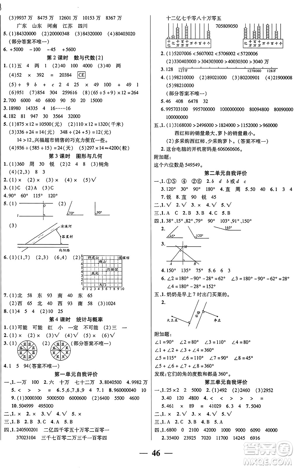 陽光出版社2024年秋揚帆文化激活思維智能訓(xùn)練四年級數(shù)學(xué)上冊北師大版答案